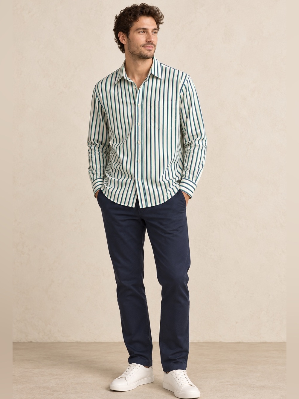 Scotch & Soda Men’s Striped Stretch Button-Up Shirt